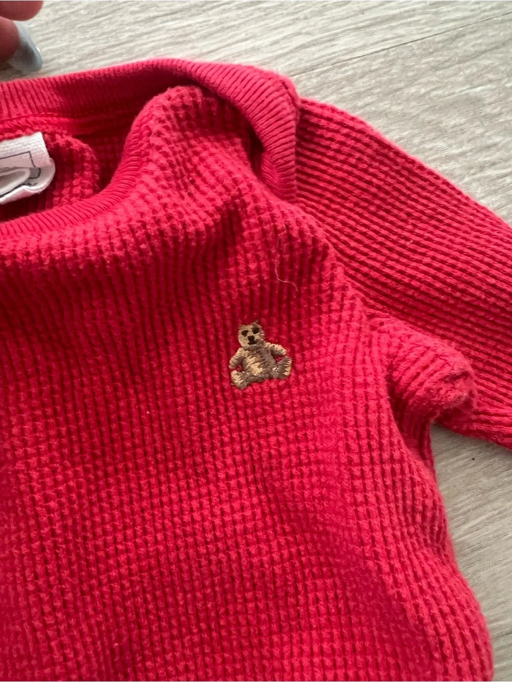 GAP Red Long-Sleeve Waffle Knit One-Piece